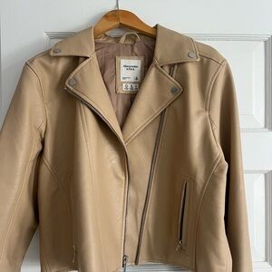 Abercrombie & Fitch Women's Beige Leather Jacket